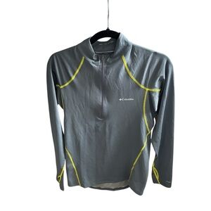 Columbia Omni heat lined base layer  Gray and Yellow half zip
